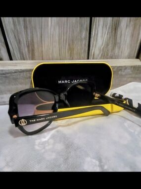 Marc Jacobs Black Sunglasses with Yellow Trim